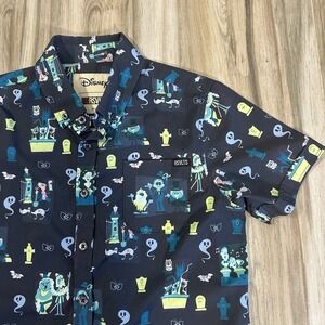 RSVLTS Youth Boys Medium "Grim Grinning" KUNUFLEX Short Sleeve Button Up Cartoon